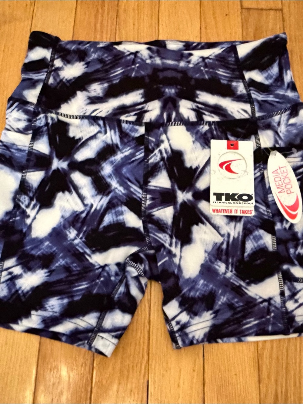TKO Women’s Navy, black & White Tie-Dye Bike Shorts